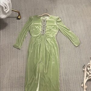 LaQuan Smith Light Green Velvet Long Sleeve Dress